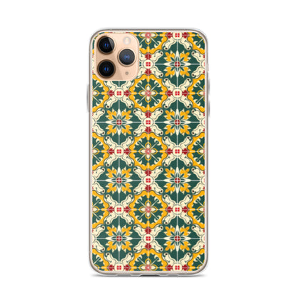 iPhone Case Green Colorful Traditional Maltese Cement Tile Pattern