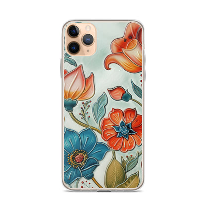 iPhone Case Painted Ceramic Tile Flowers