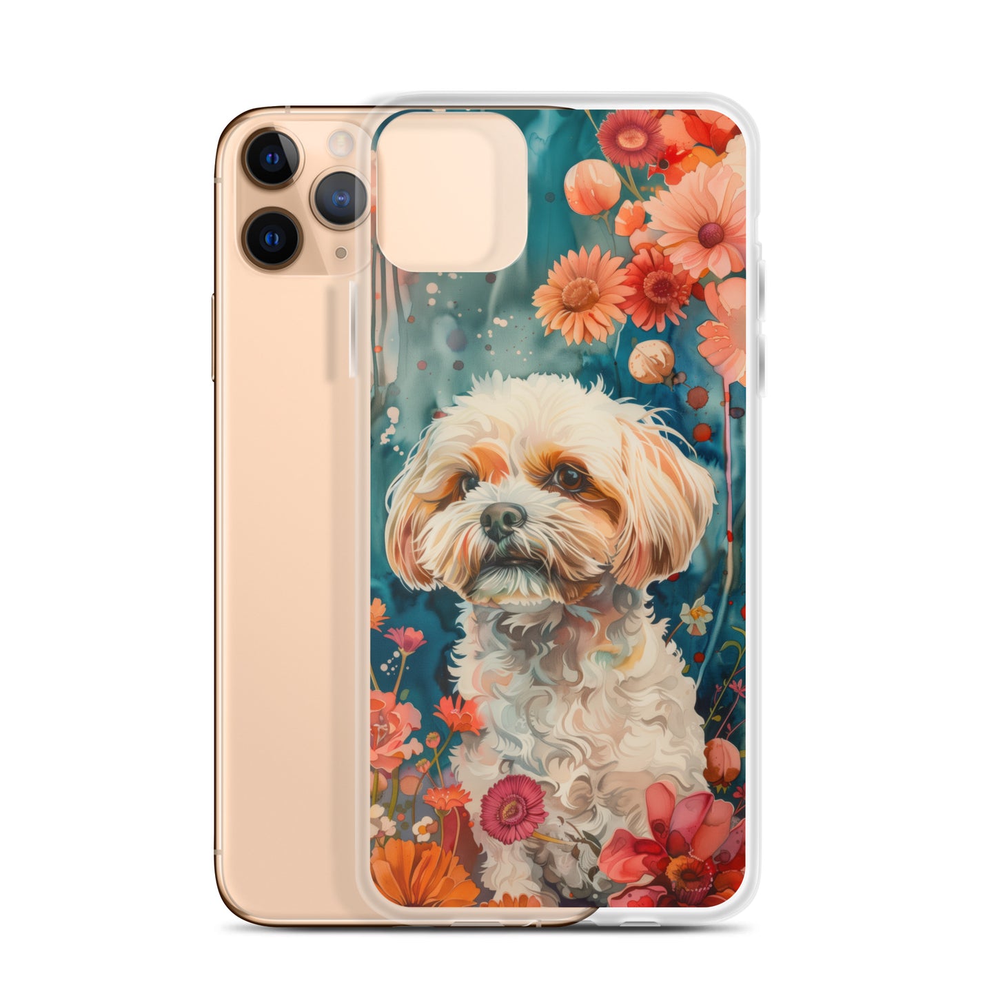 iPhone Case Watercolor Shih Tzu with Colorful Flowers