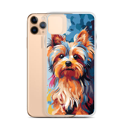 iPhone Case Painted Yorkshire Terrier Blue