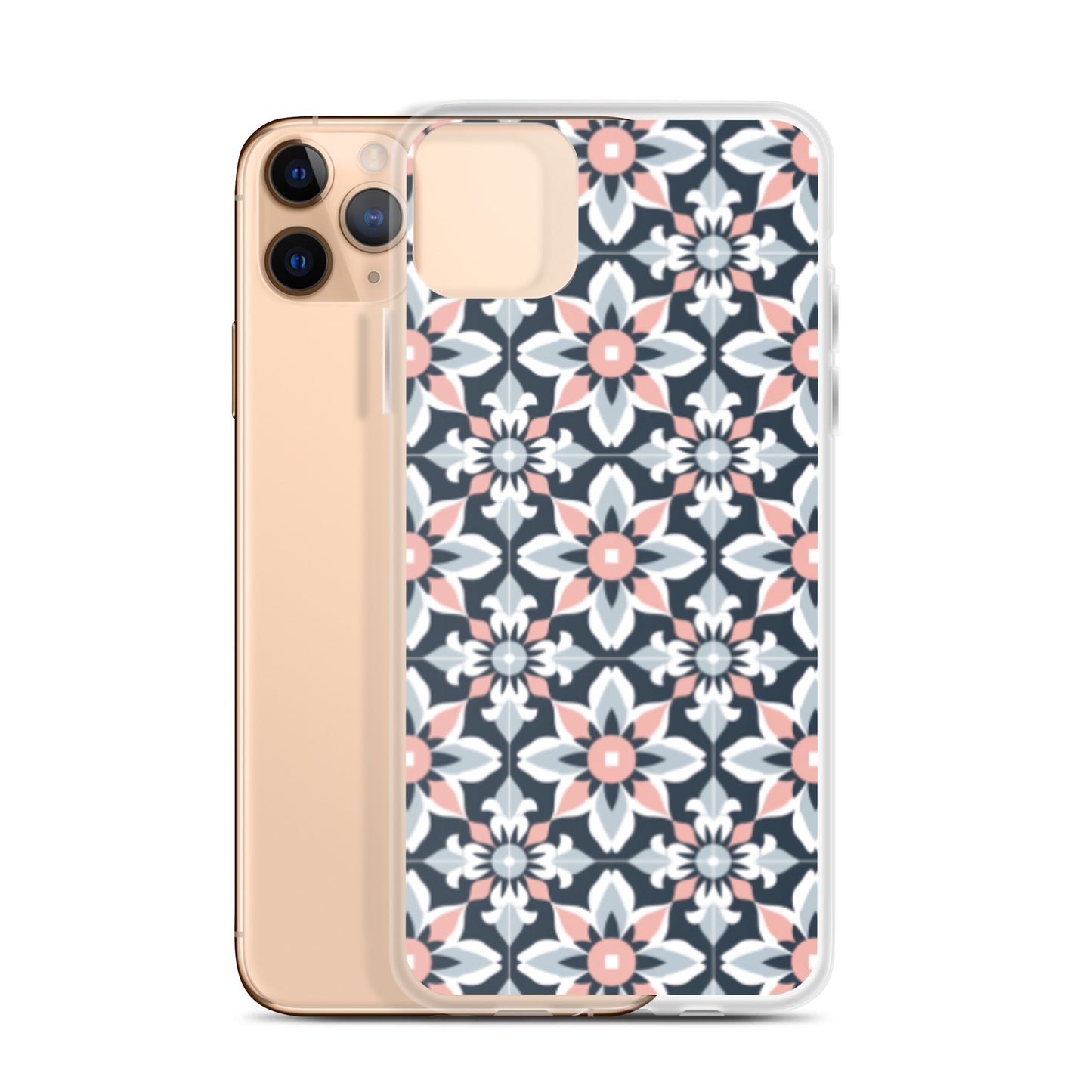 iPhone Case Geometric Flowers Pastel Pink and Blue
