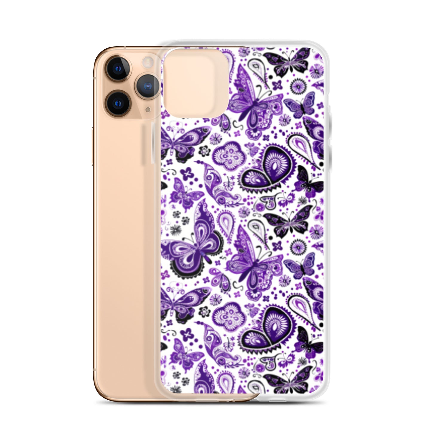 iPhone Case White and Purple Butterfly Paisley