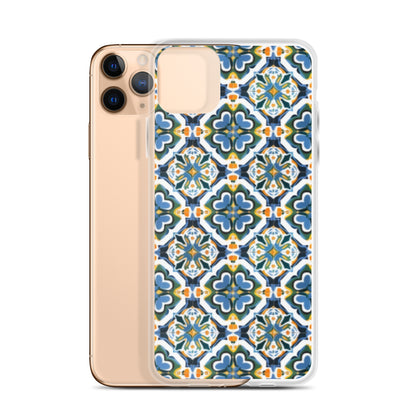 iPhone Case Colorful Andalusian Ceramic Tile Green Blue Orange