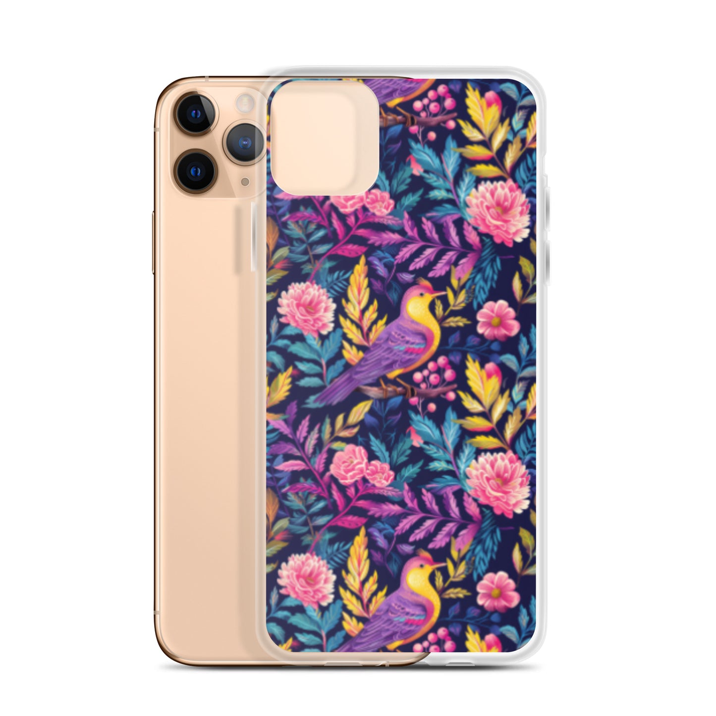 iPhone Case Colorful Flowers Plants and Birds