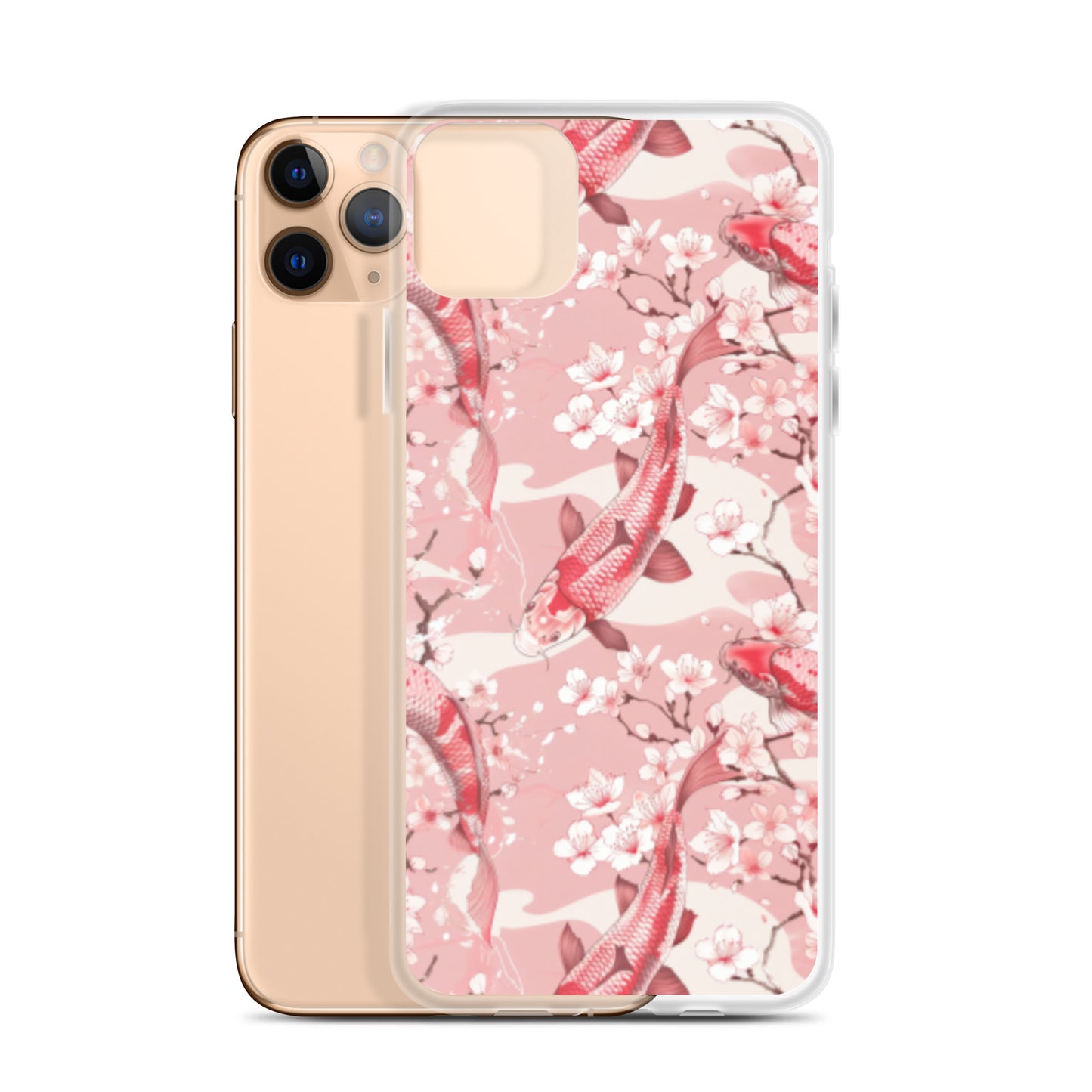 iPhone Case Pink Japanese Koi Fish and Cherry Blossoms