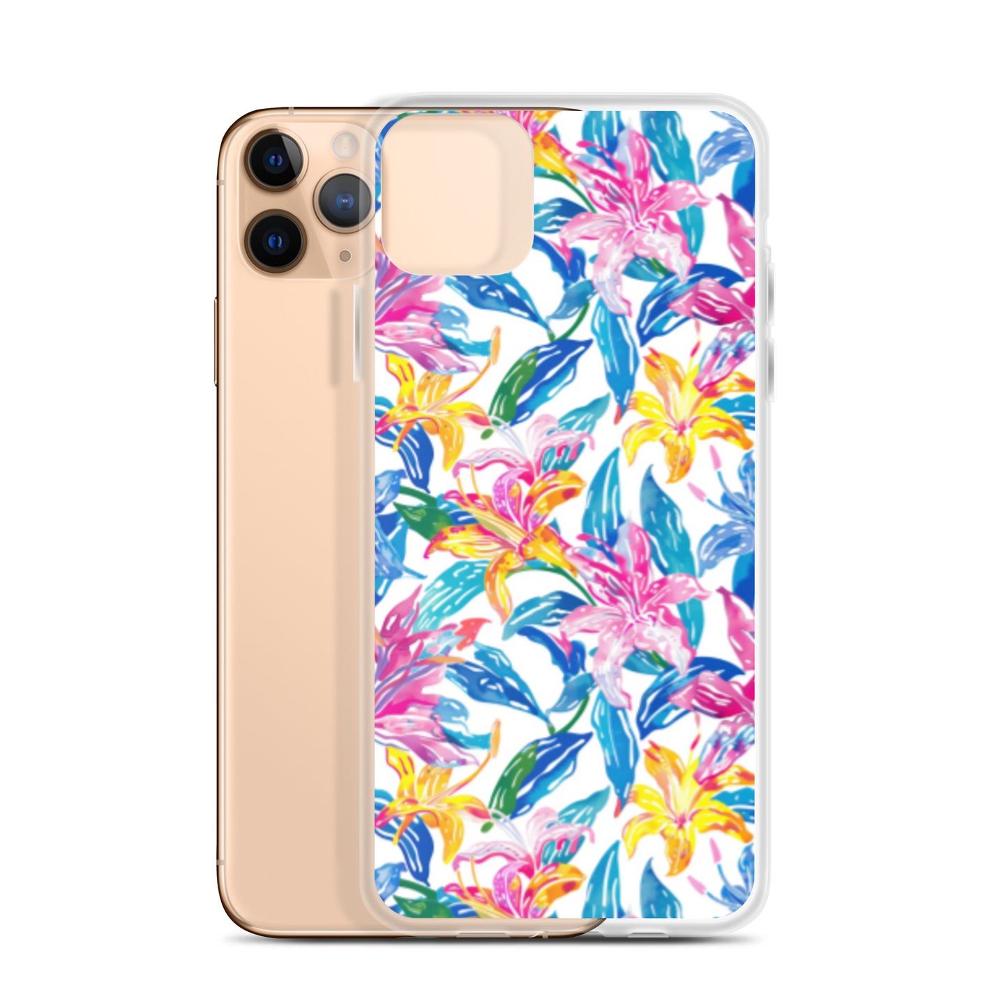 iPhone Case Colorful Floral Watercolor Blue Yellow Pink