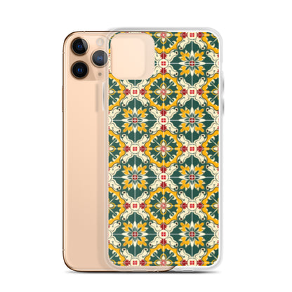 iPhone Case Green Colorful Traditional Maltese Cement Tile Pattern