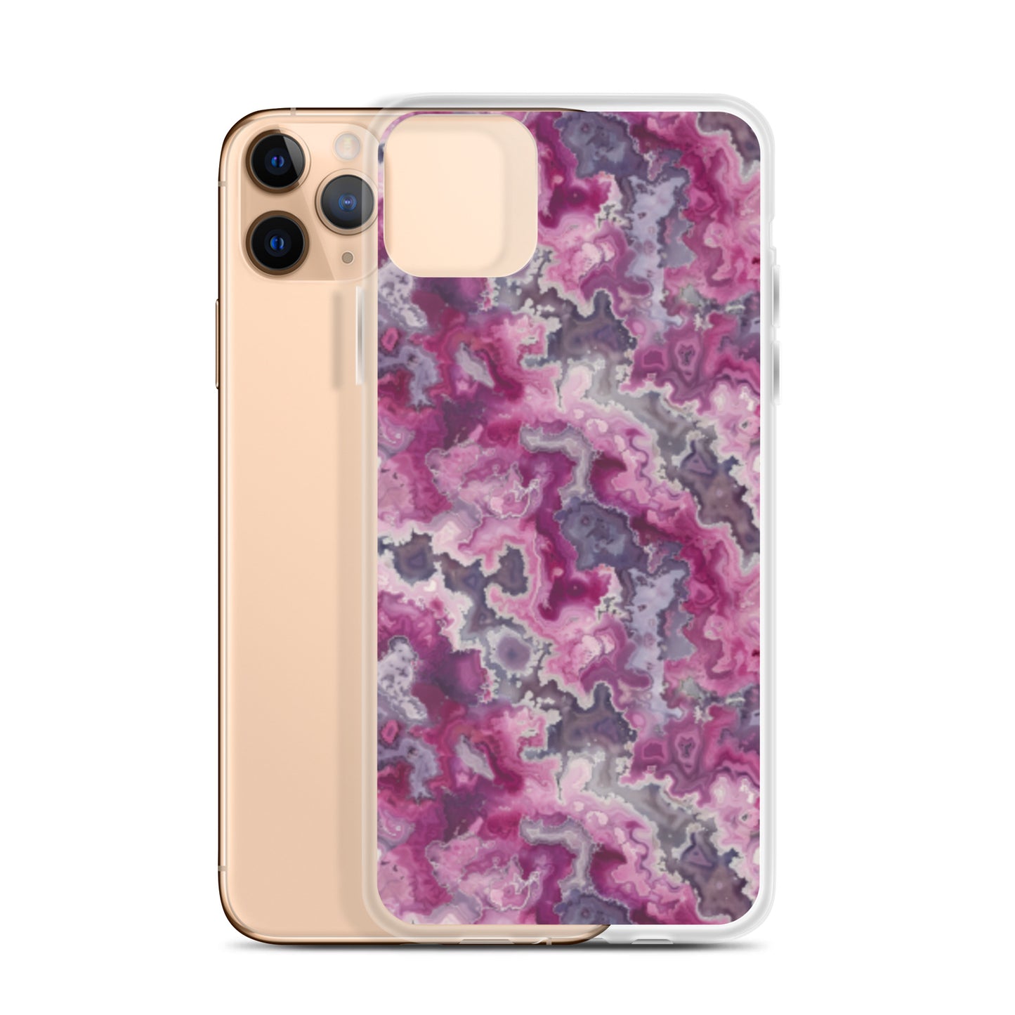 iPhone Case Pink Moss Agate Pattern