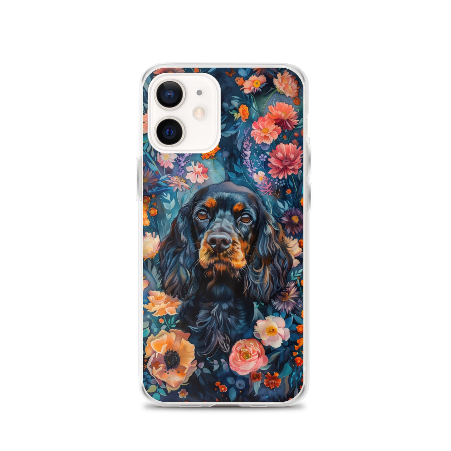 iPhone Case Watercolor Cocker Spaniel with Colorful Flowers