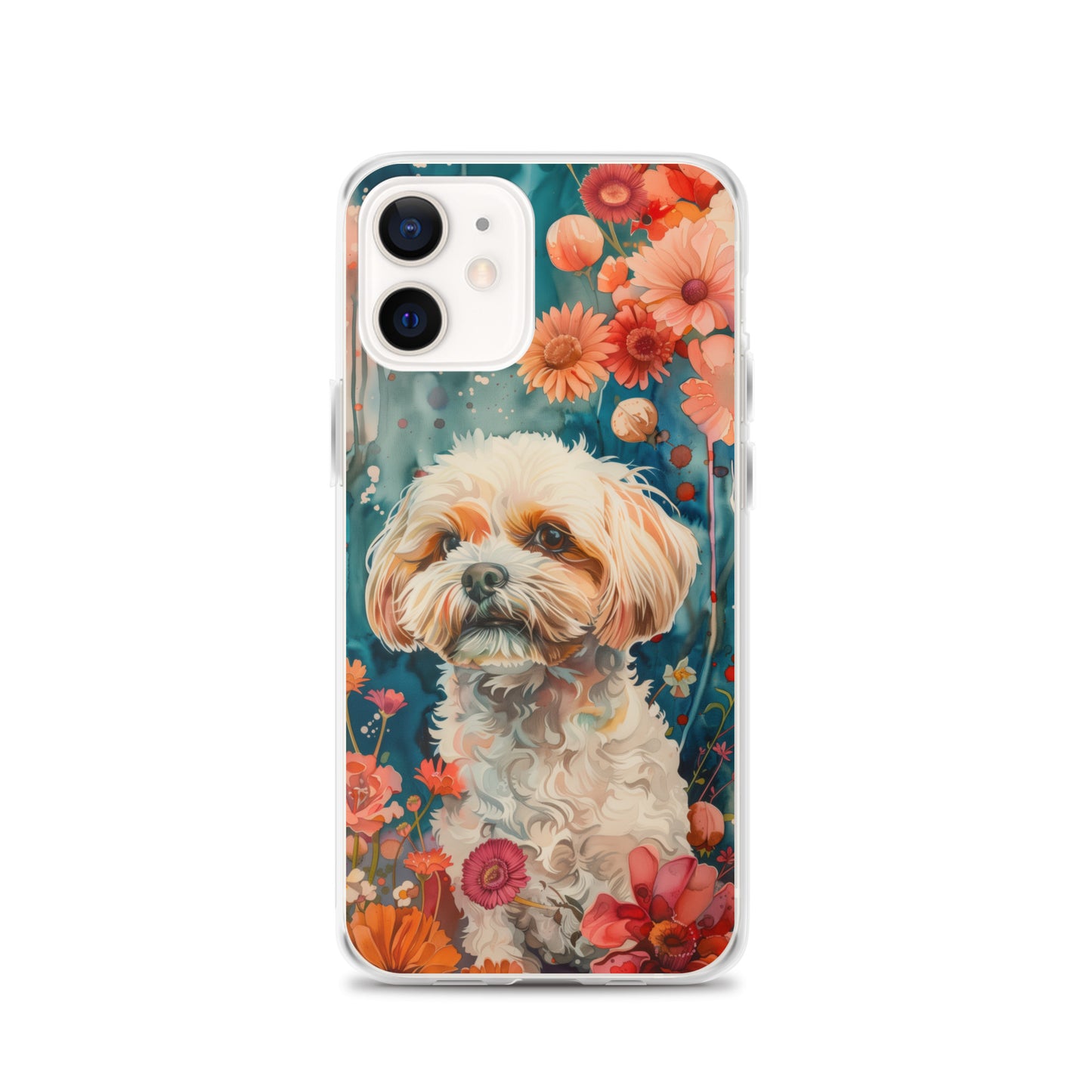 iPhone Case Watercolor Shih Tzu with Colorful Flowers