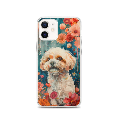 iPhone Case Watercolor Shih Tzu with Colorful Flowers
