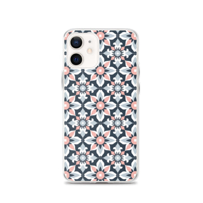 iPhone Case Geometric Flowers Pastel Pink and Blue