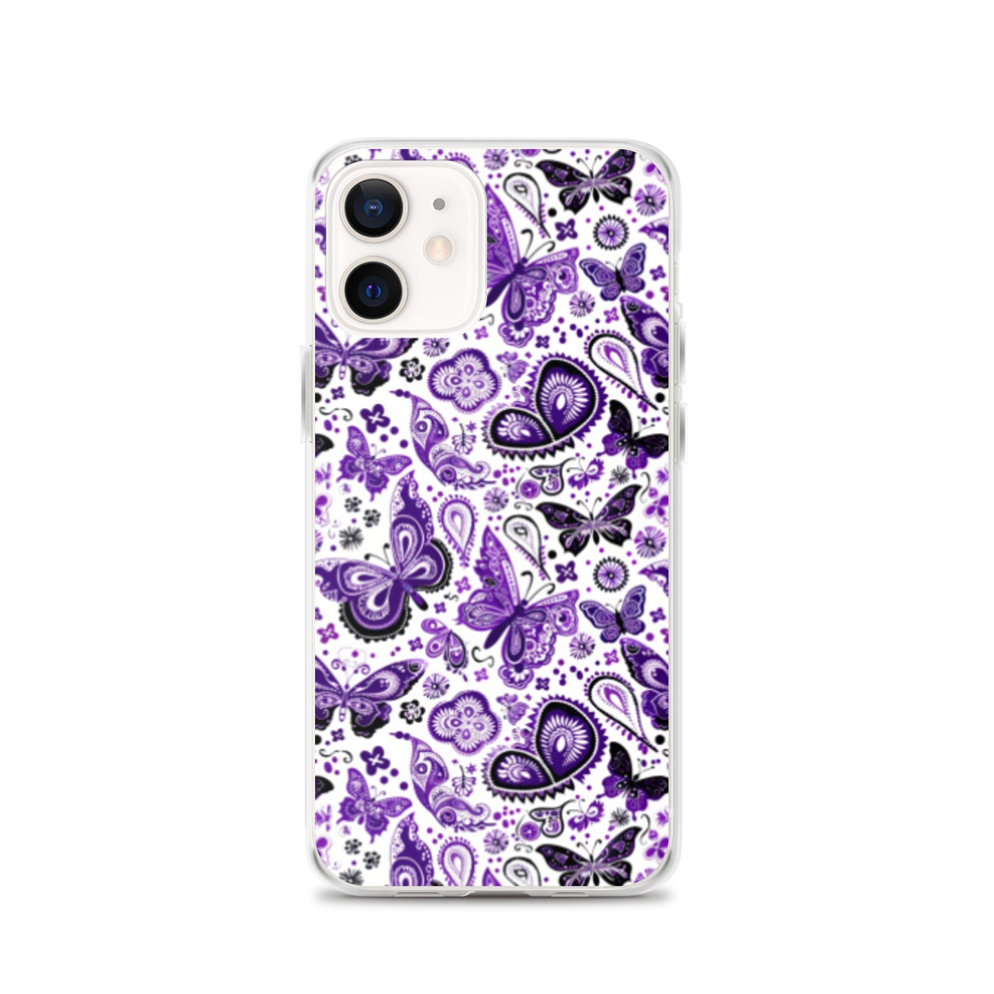 iPhone Case White and Purple Butterfly Paisley