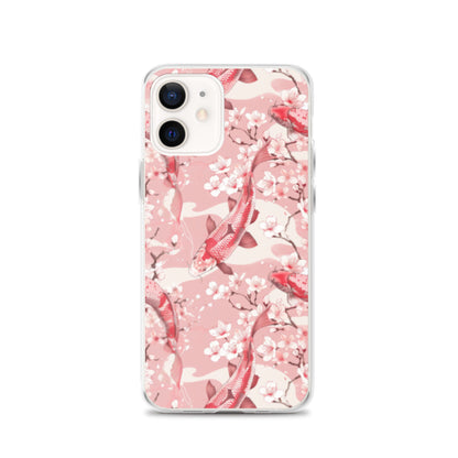 iPhone Case Pink Japanese Koi Fish and Cherry Blossoms