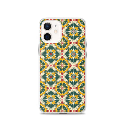 iPhone Case Green Colorful Traditional Maltese Cement Tile Pattern