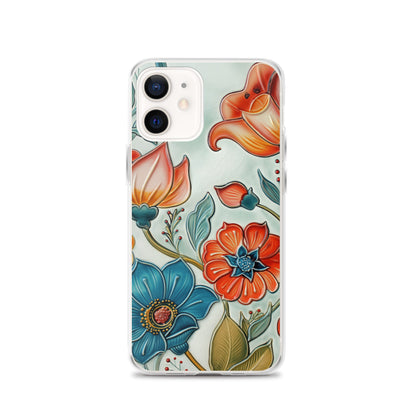iPhone Case Painted Ceramic Tile Flowers