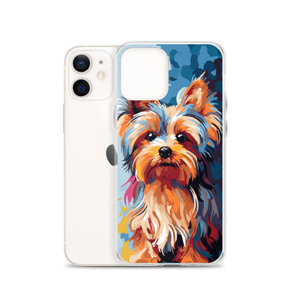 iPhone Case Painted Yorkshire Terrier Blue