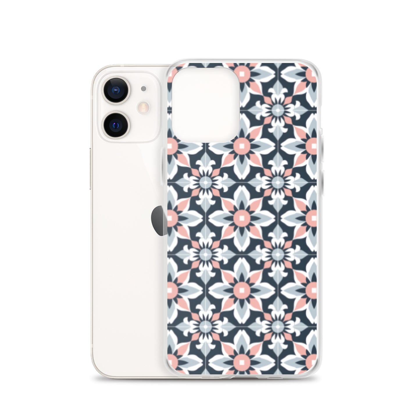 iPhone Case Geometric Flowers Pastel Pink and Blue