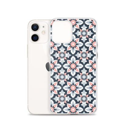 iPhone Case Geometric Flowers Pastel Pink and Blue