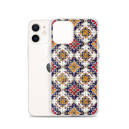 iPhone Case Colorful Andalusian Ceramic Tile Blue Orange Red