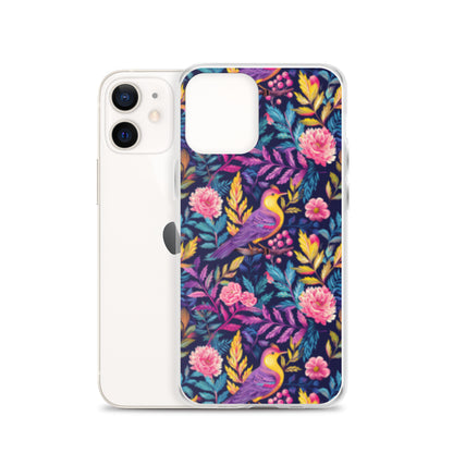 iPhone Case Colorful Flowers Plants and Birds