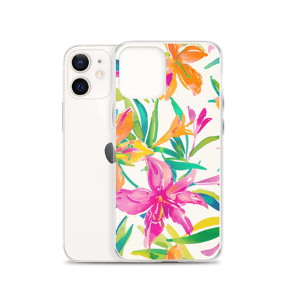 iPhone Case Colorful Floral Watercolor Pink Orange