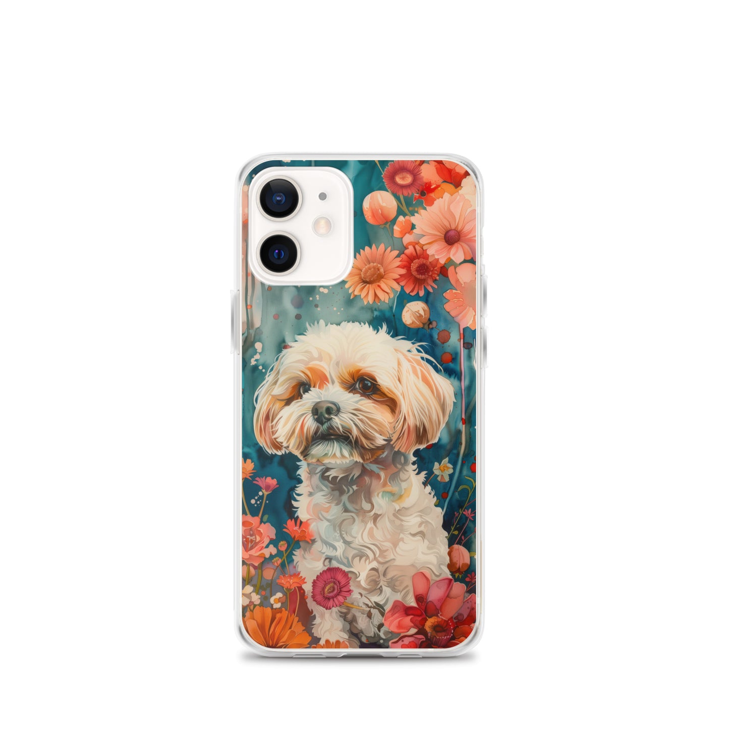iPhone Case Watercolor Shih Tzu with Colorful Flowers