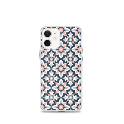 iPhone Case Geometric Flowers Pastel Pink and Blue