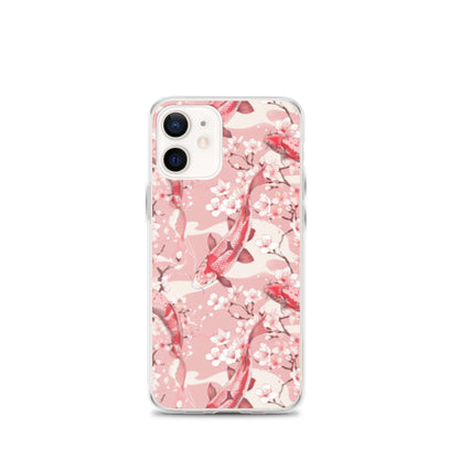 iPhone Case Pink Japanese Koi Fish and Cherry Blossoms