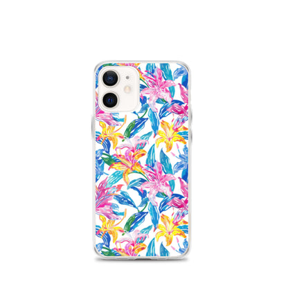 iPhone Case Colorful Floral Watercolor Blue Yellow Pink