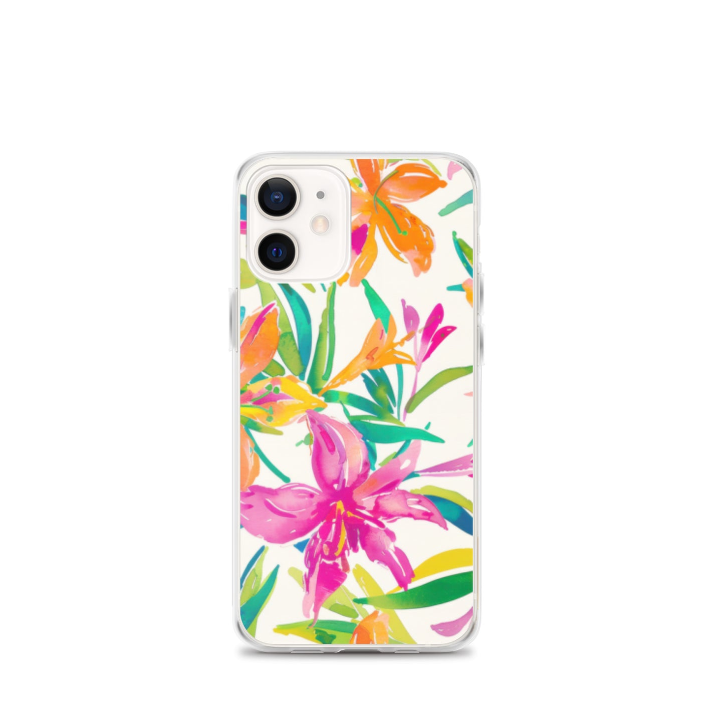 iPhone Case Colorful Floral Watercolor Pink Orange