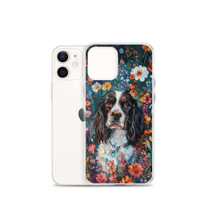 iPhone Case Watercolor English Springer Spaniel with Colorful Flowers