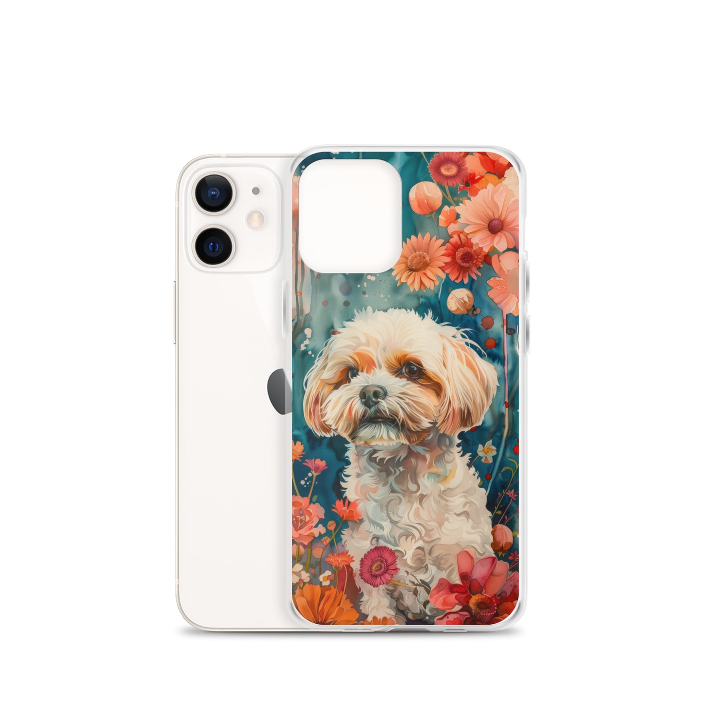 iPhone Case Watercolor Shih Tzu with Colorful Flowers