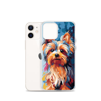 iPhone Case Painted Yorkshire Terrier Blue