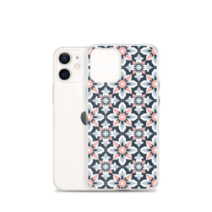 iPhone Case Geometric Flowers Pastel Pink and Blue