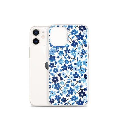 iPhone Case Blue Watercolor Flowers