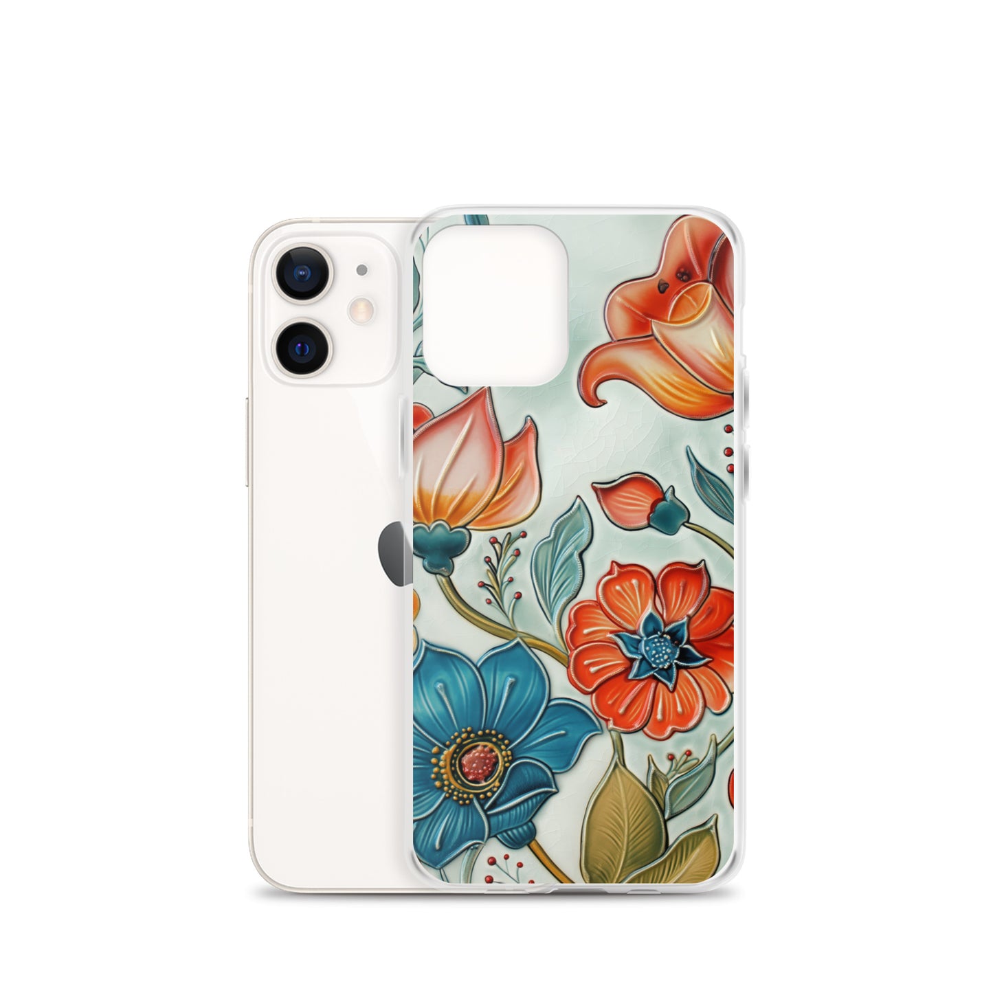iPhone Case Painted Ceramic Tile Flowers