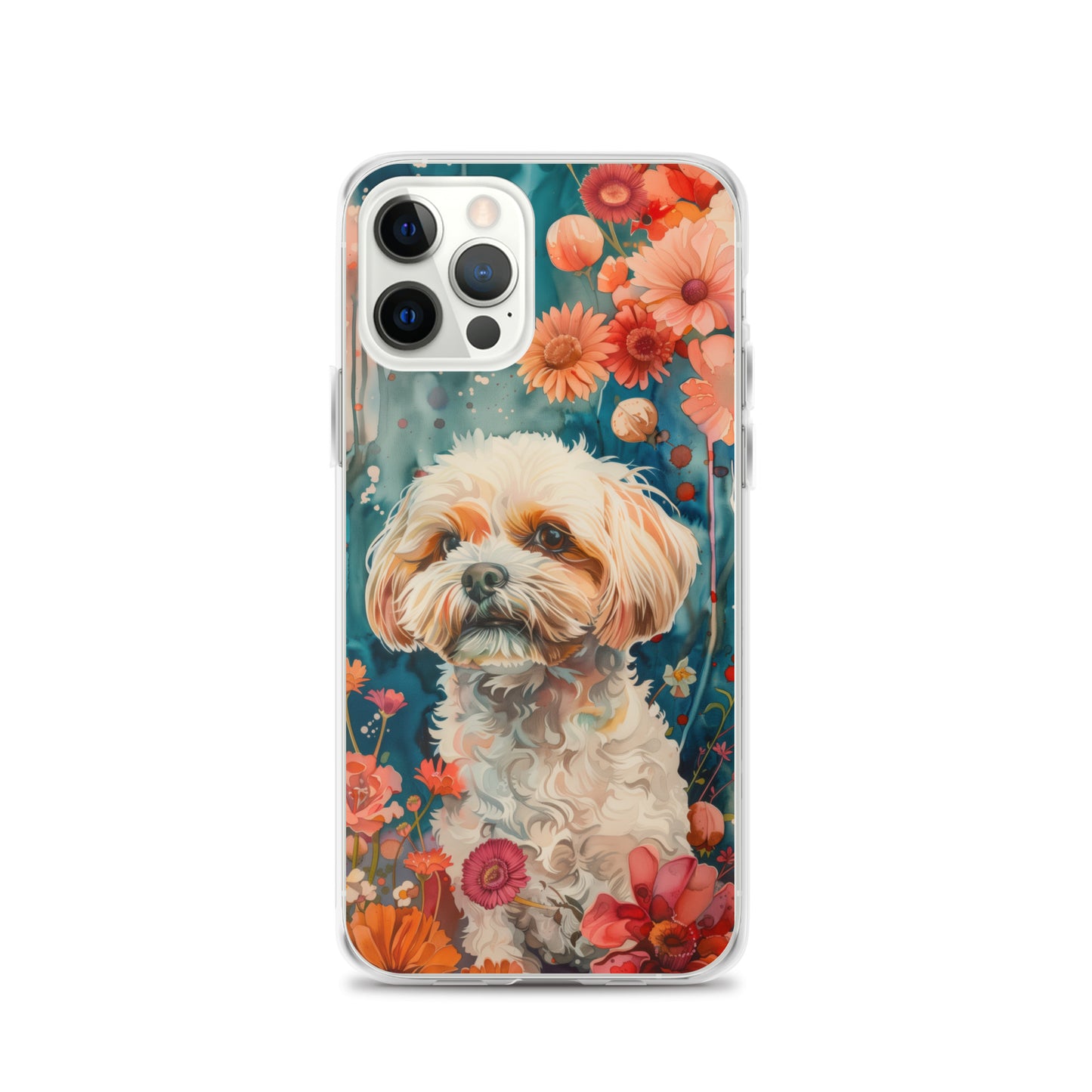 iPhone Case Watercolor Shih Tzu with Colorful Flowers
