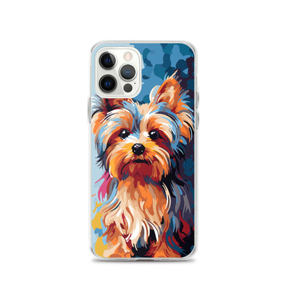 iPhone Case Painted Yorkshire Terrier Blue
