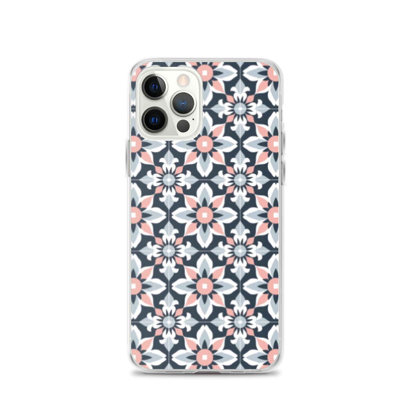 iPhone Case Geometric Flowers Pastel Pink and Blue