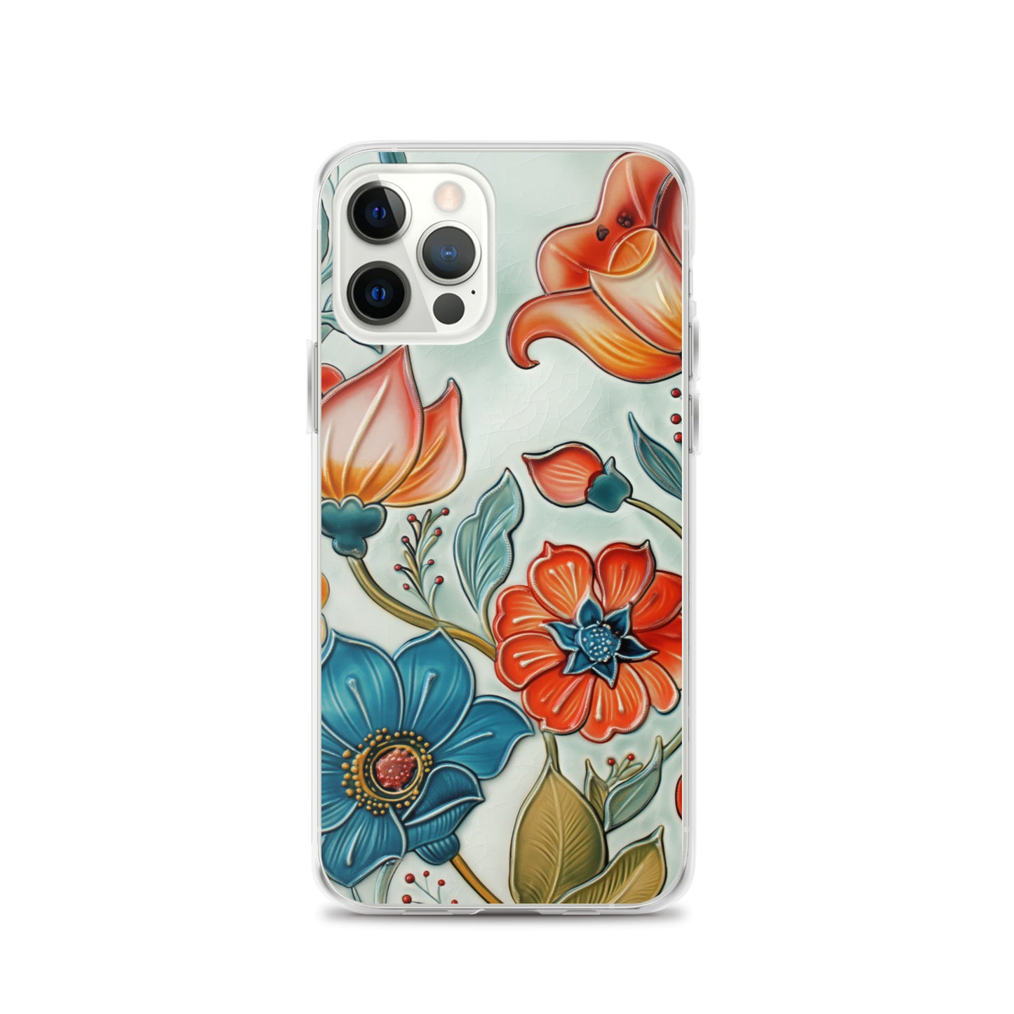 iPhone Case Painted Ceramic Tile Flowers