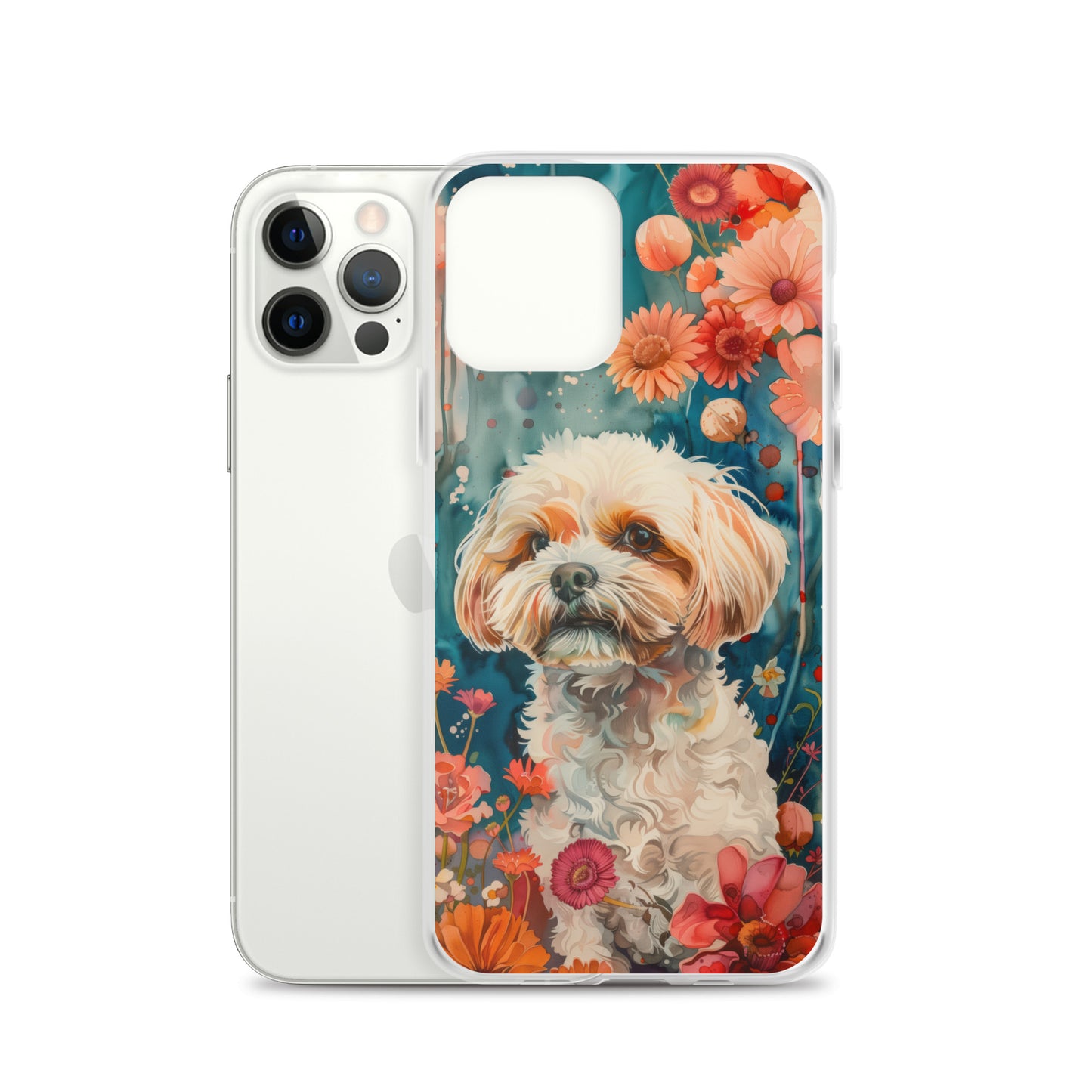 iPhone Case Watercolor Shih Tzu with Colorful Flowers