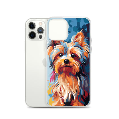 iPhone Case Painted Yorkshire Terrier Blue