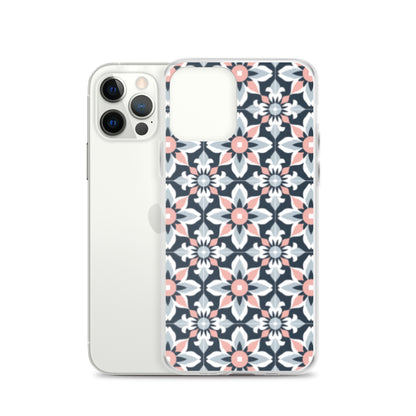 iPhone Case Geometric Flowers Pastel Pink and Blue