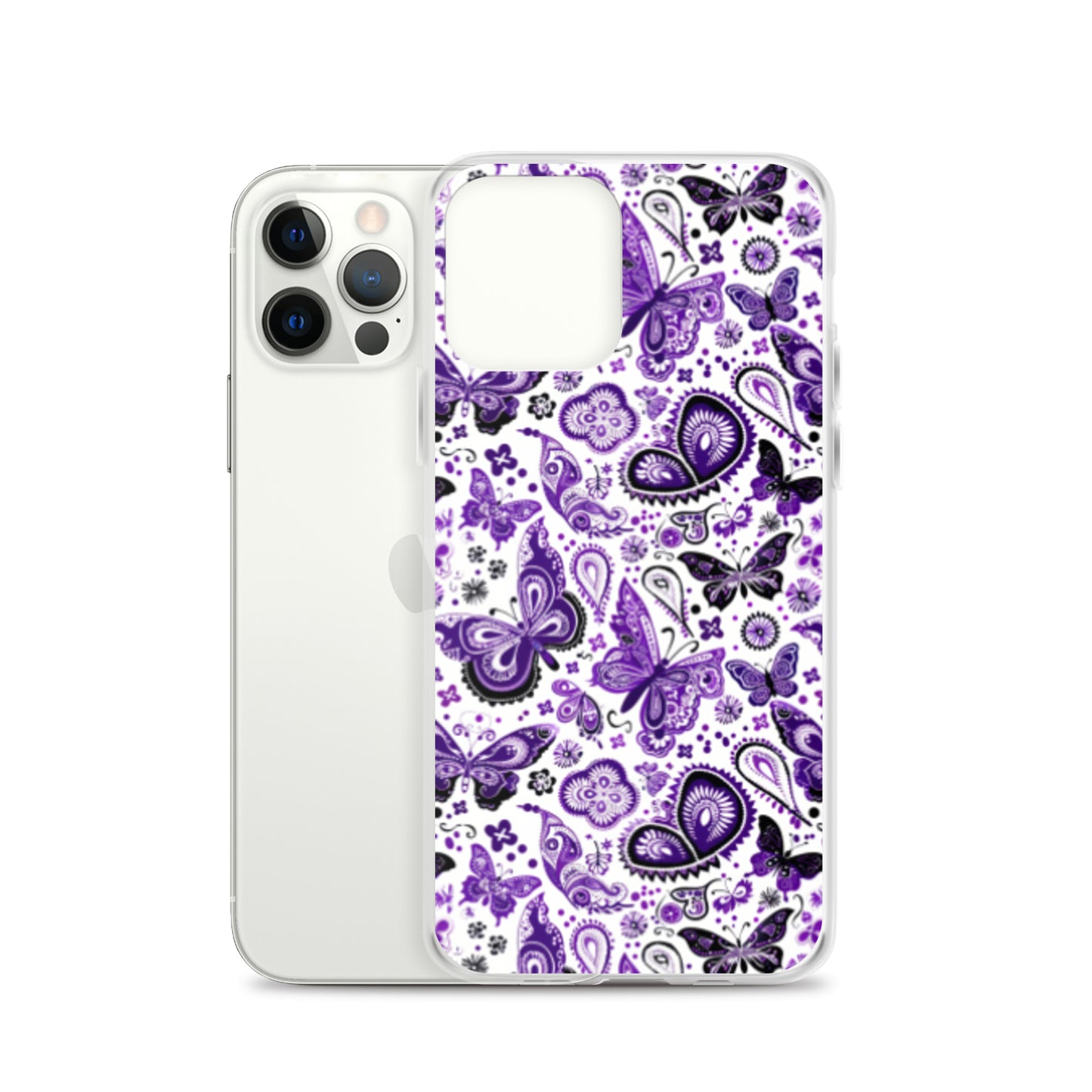 iPhone Case White and Purple Butterfly Paisley