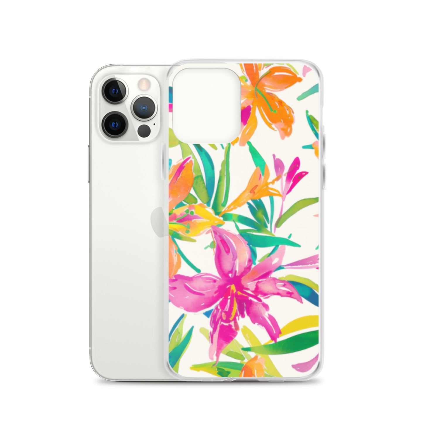 iPhone Case Colorful Floral Watercolor Pink Orange
