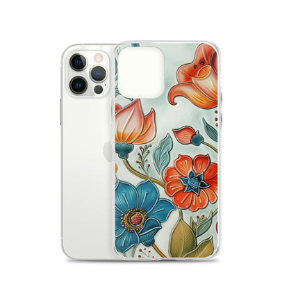 iPhone Case Painted Ceramic Tile Flowers