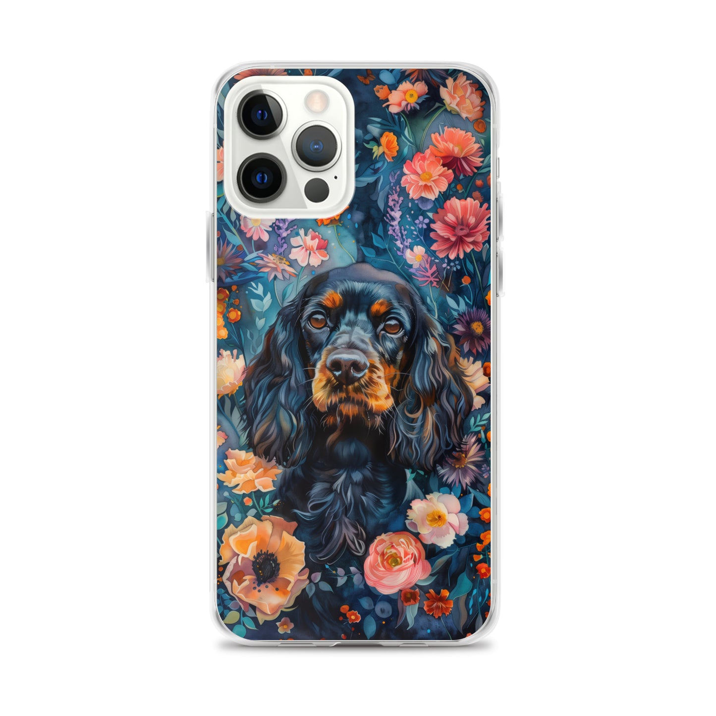 iPhone Case Watercolor Cocker Spaniel with Colorful Flowers