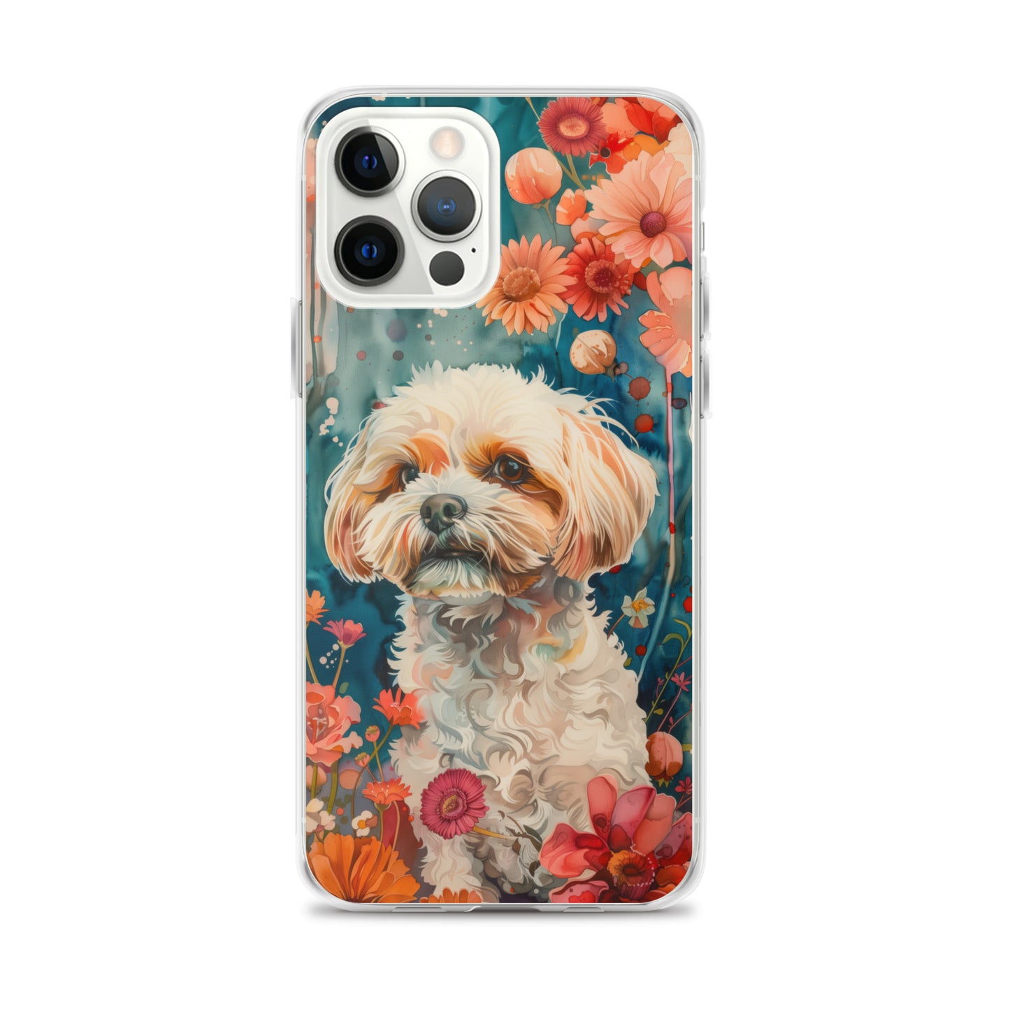 iPhone Case Watercolor Shih Tzu with Colorful Flowers