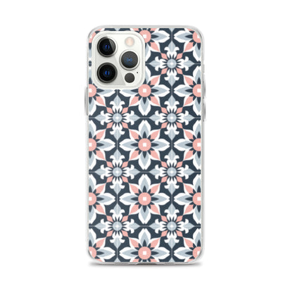 iPhone Case Geometric Flowers Pastel Pink and Blue